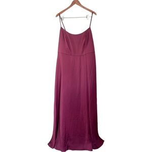 David’s Bridal Crepe Back Satin Spaghetti Strap Maxi Gown Burgundy Size 20